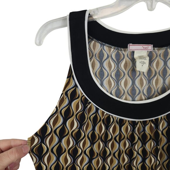 Geometric Light Academia Babydoll Retro Swirl Gold Black Brown Tunic Top Vol.1 M - Picture 5 of 10